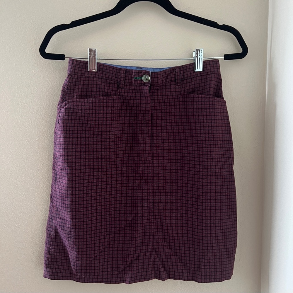 Tommy Hilfiger Burgundy and Black Plaid Skirt